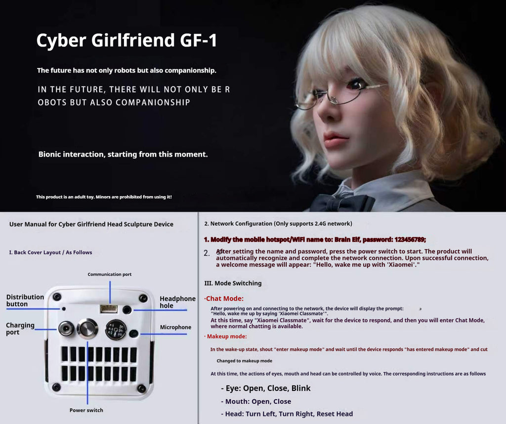 Cyber Girlfriend GF-1 AI Bionic Companion Robot Doll — Full Customization Available