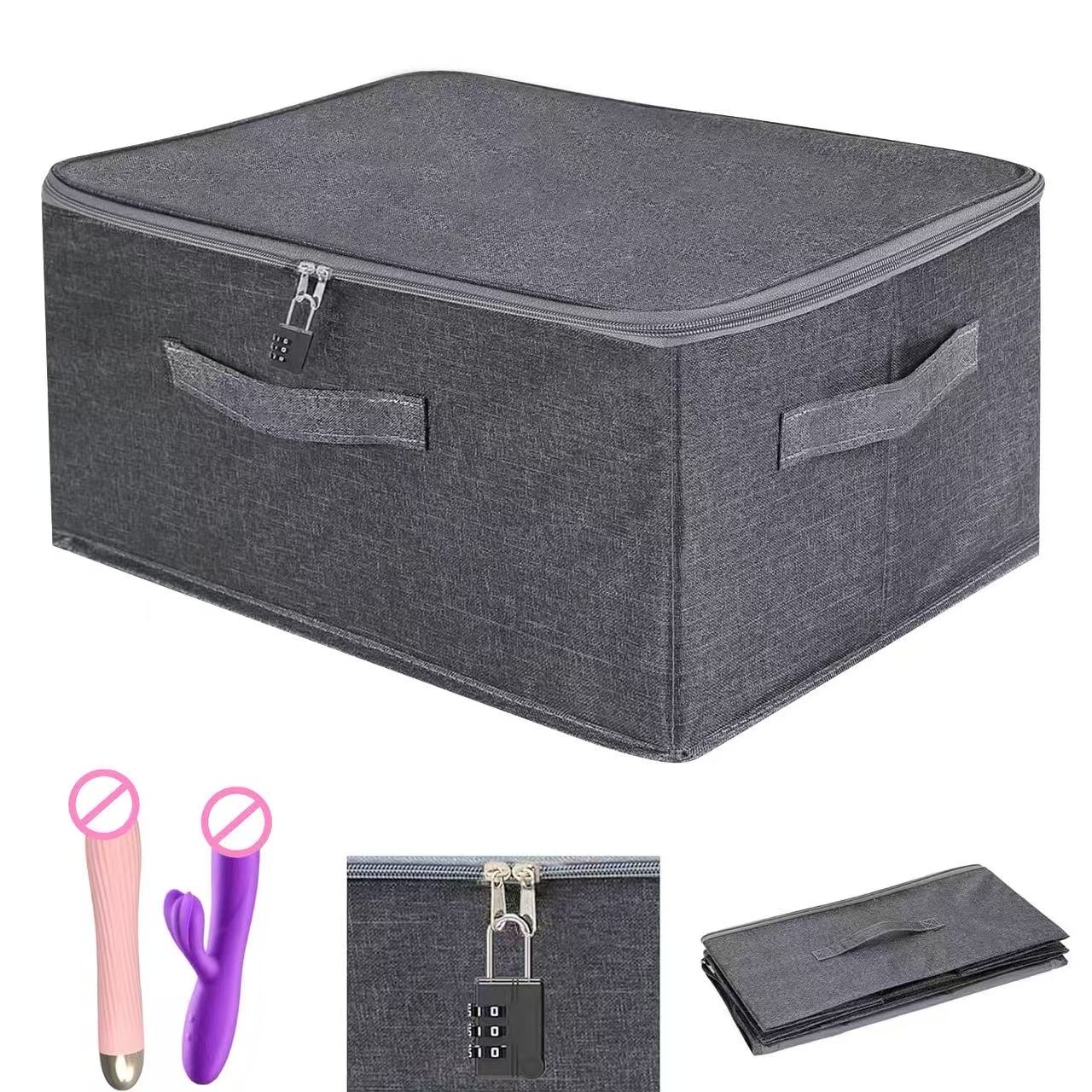 Discreet Lockable Adult Toy Storage Box with Combination Lock Foldable Waterproof Case