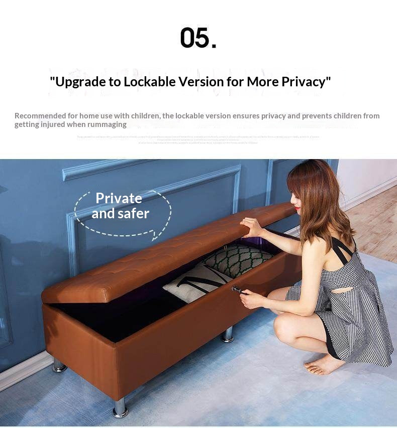 Premium Lockable Storage Bench Large Capacity Discreet Privacy Cabinet for Adult Products