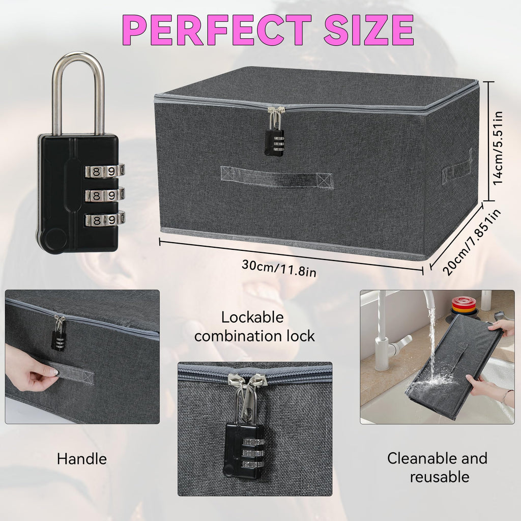 Discreet Lockable Adult Toy Storage Box with Combination Lock Foldable Waterproof Case