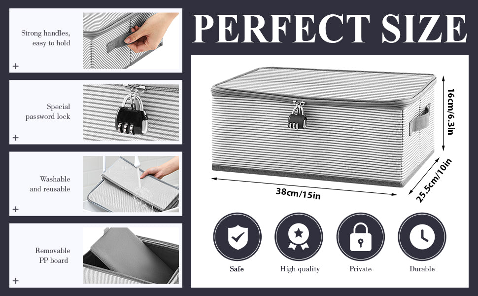 Discreet Lockable Storage Box with Password Lock for Personal Items and Accessories