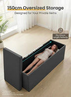 150cm Discreet End of Bed Storage Bench Large Privacy Ottoman for Dolls and Personal Items