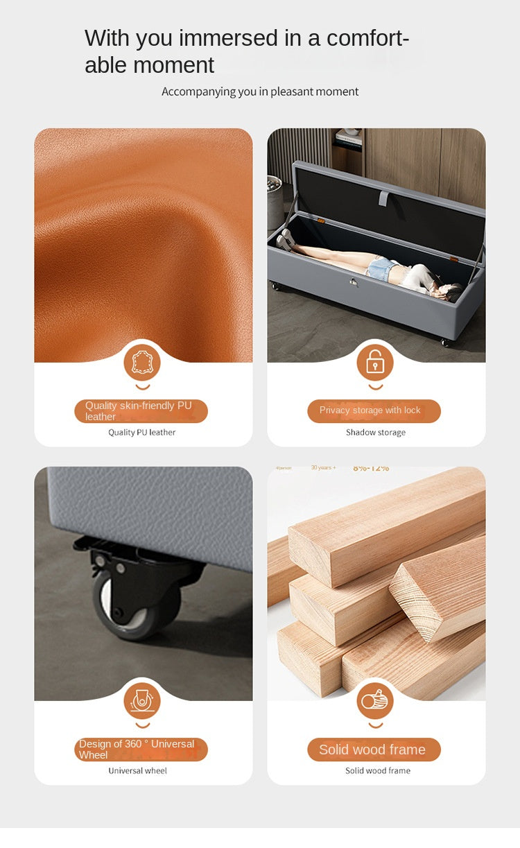 Multifunctional Privacy Storage Sofa Stool with Lock and Wheels Discreet Doll Storage Cabinet